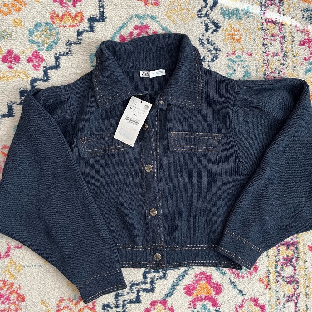 Zara faux denim knit jacket